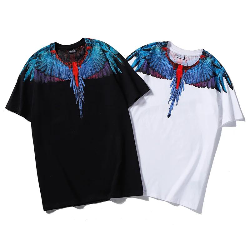 2023 Diamond Feather Water Droplet Wings 3D Printing Short Sleeve Mens T-shirt Silk Dress Summer Fashion Mens Couple